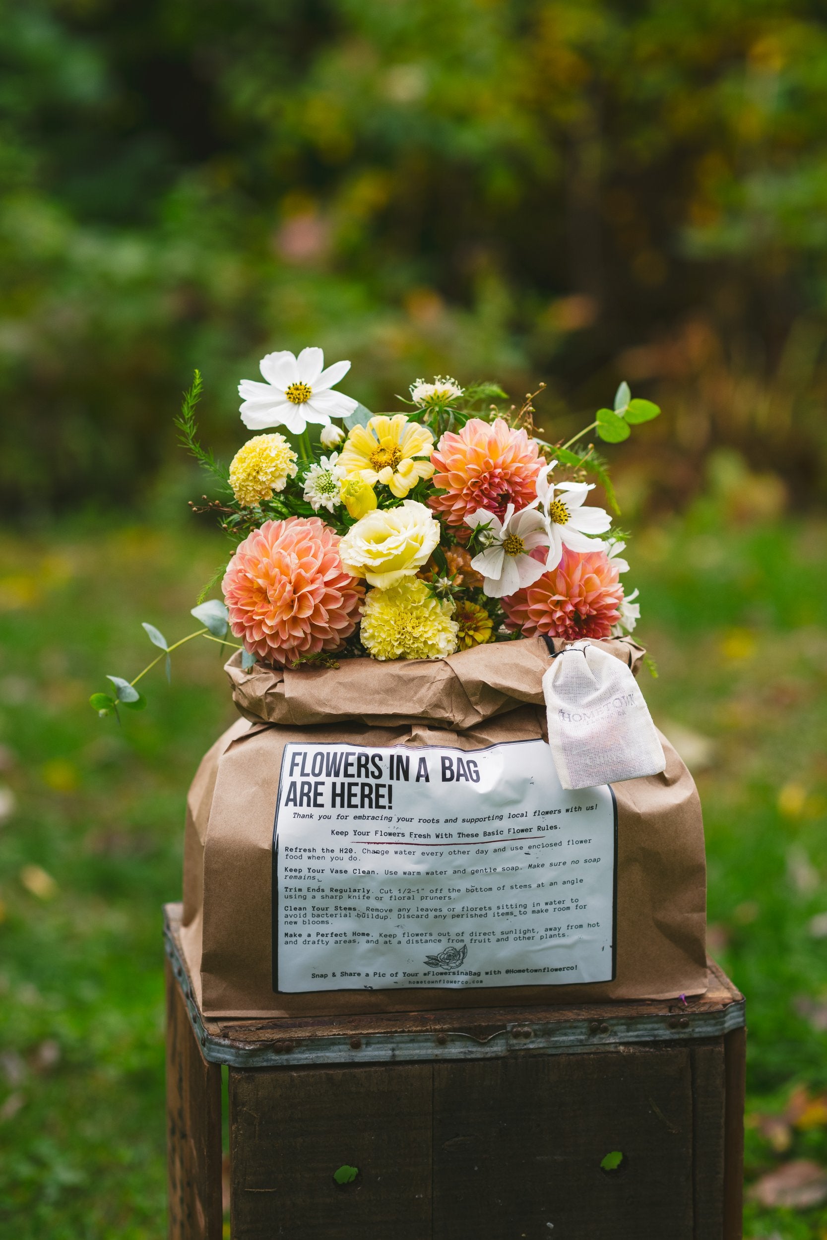 Flowers in a bag of online water