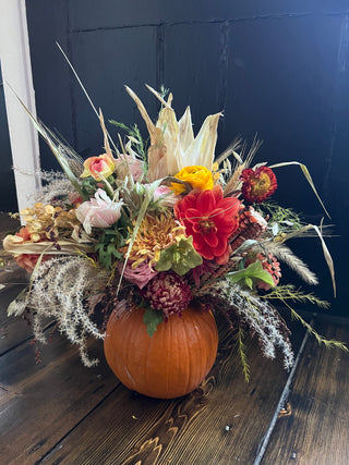 The Thanksgiving Floral Pumpkin Centerpiece