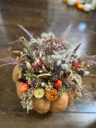 The Dried Floral Pumpkin Centerpiece